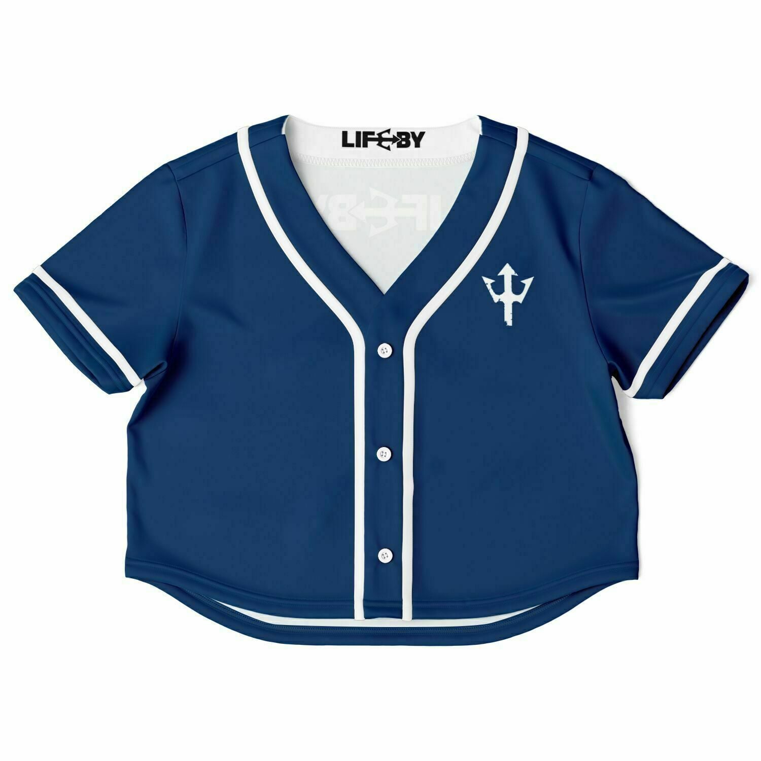 Women's LifeBy Navy Blue Cropped Baseball Jersey - LifeBy Fitness