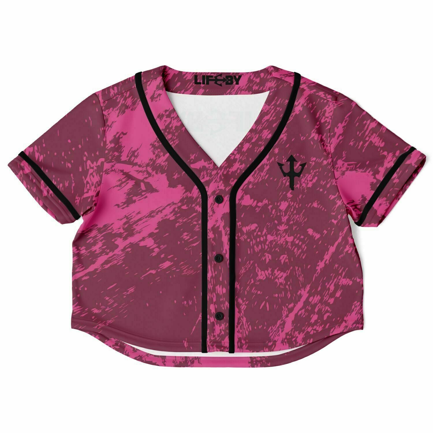 Women's LifeBy Pink Swirl Cropped Baseball Jersey - LifeBy Fitness