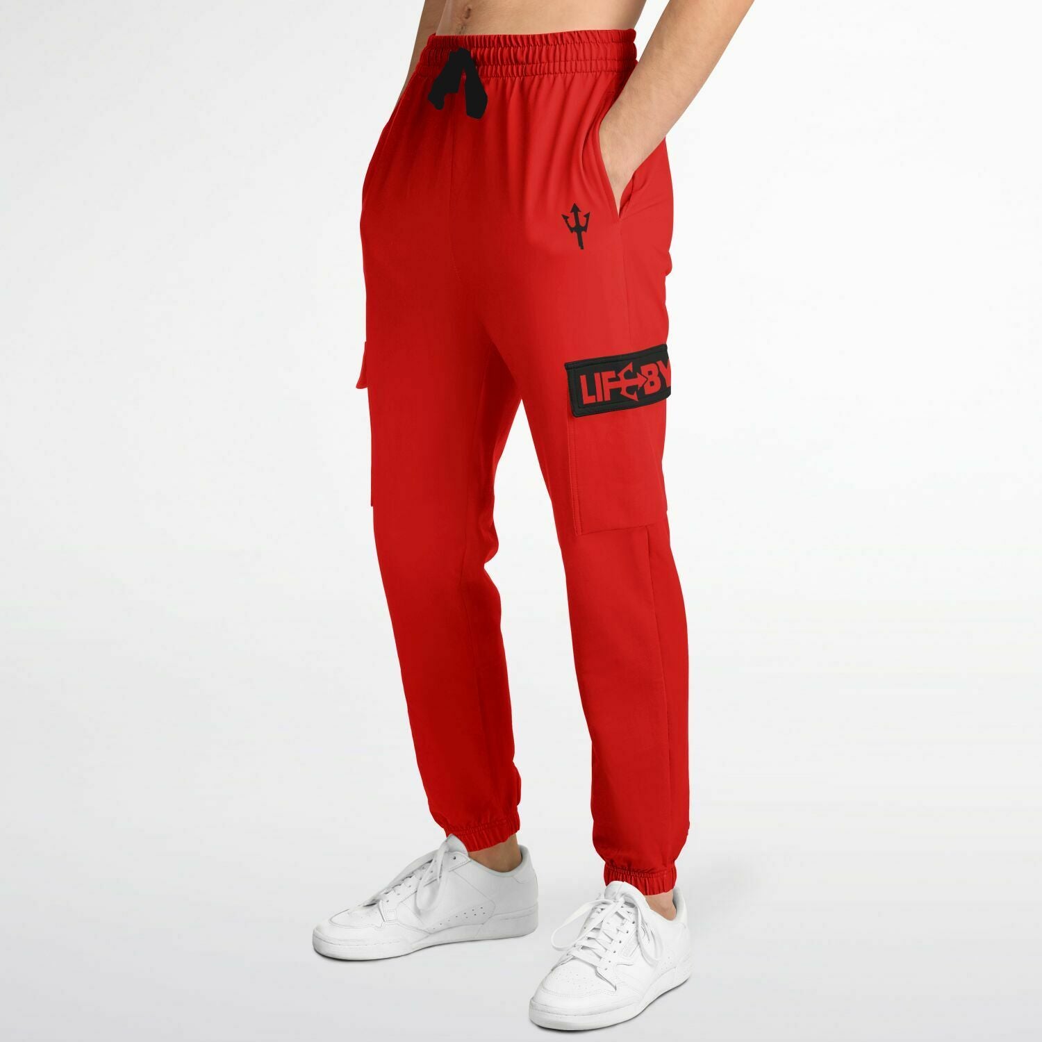 LifeBy Red Athletic Cargo Joggers - LifeBy Fitness