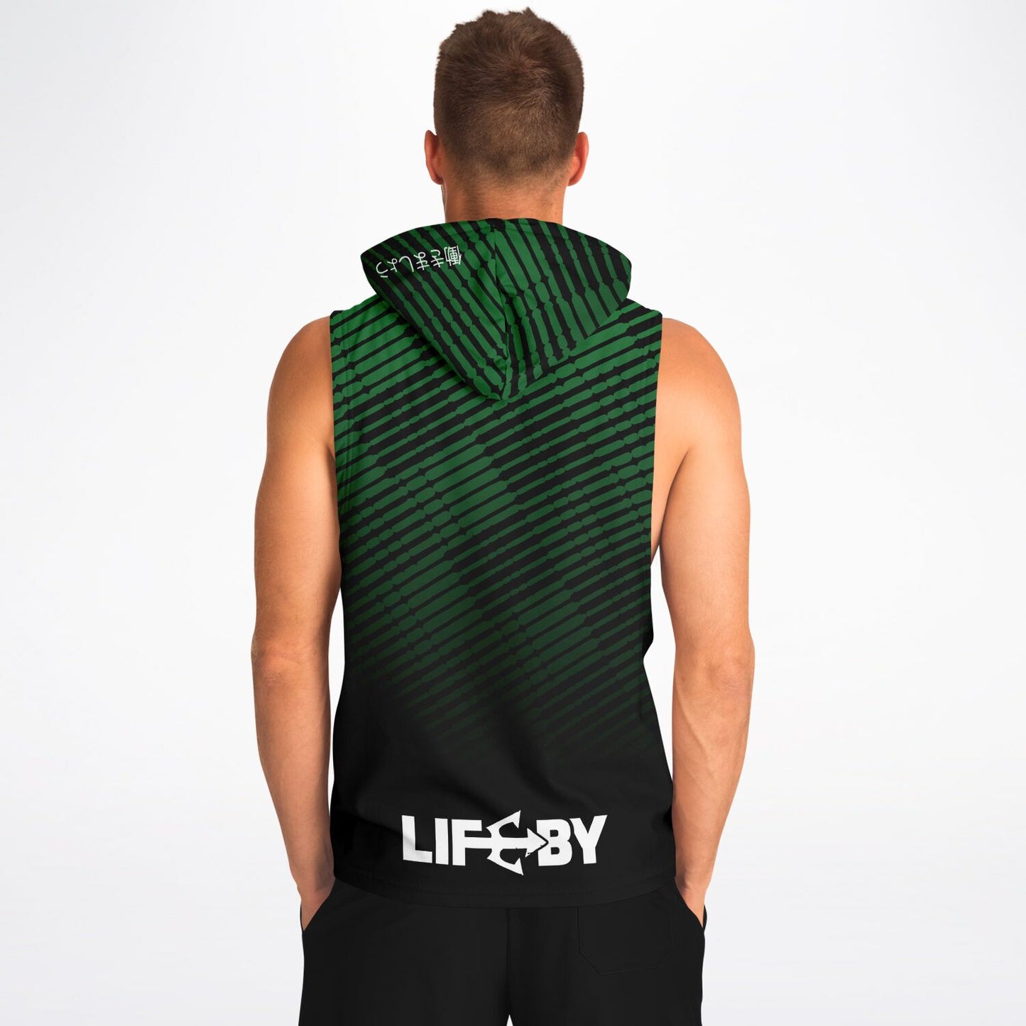 Green Streaks Sleeveless Hoodie