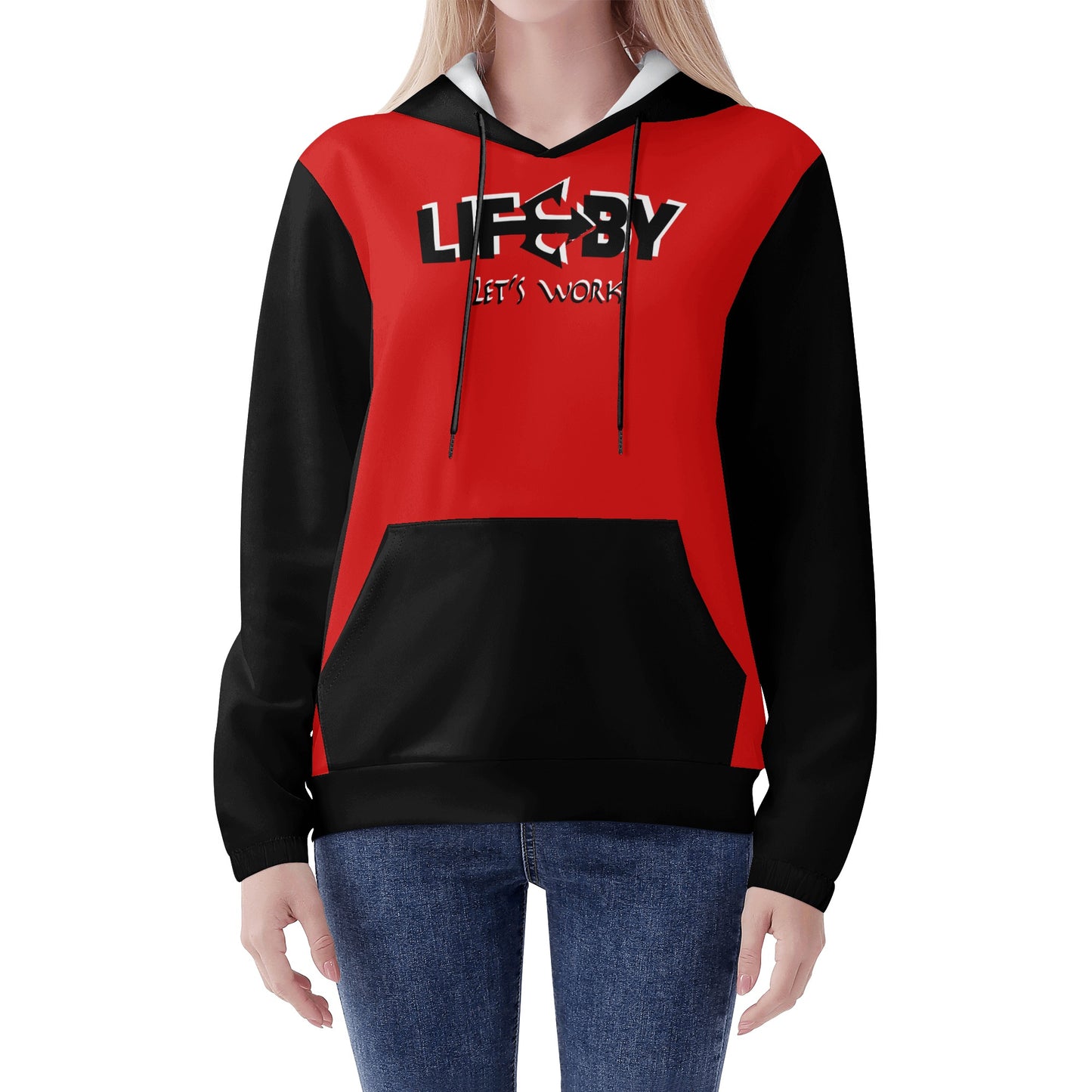 Women's Lightweight LifeBy Red Hoodie - LifeBy Fitness