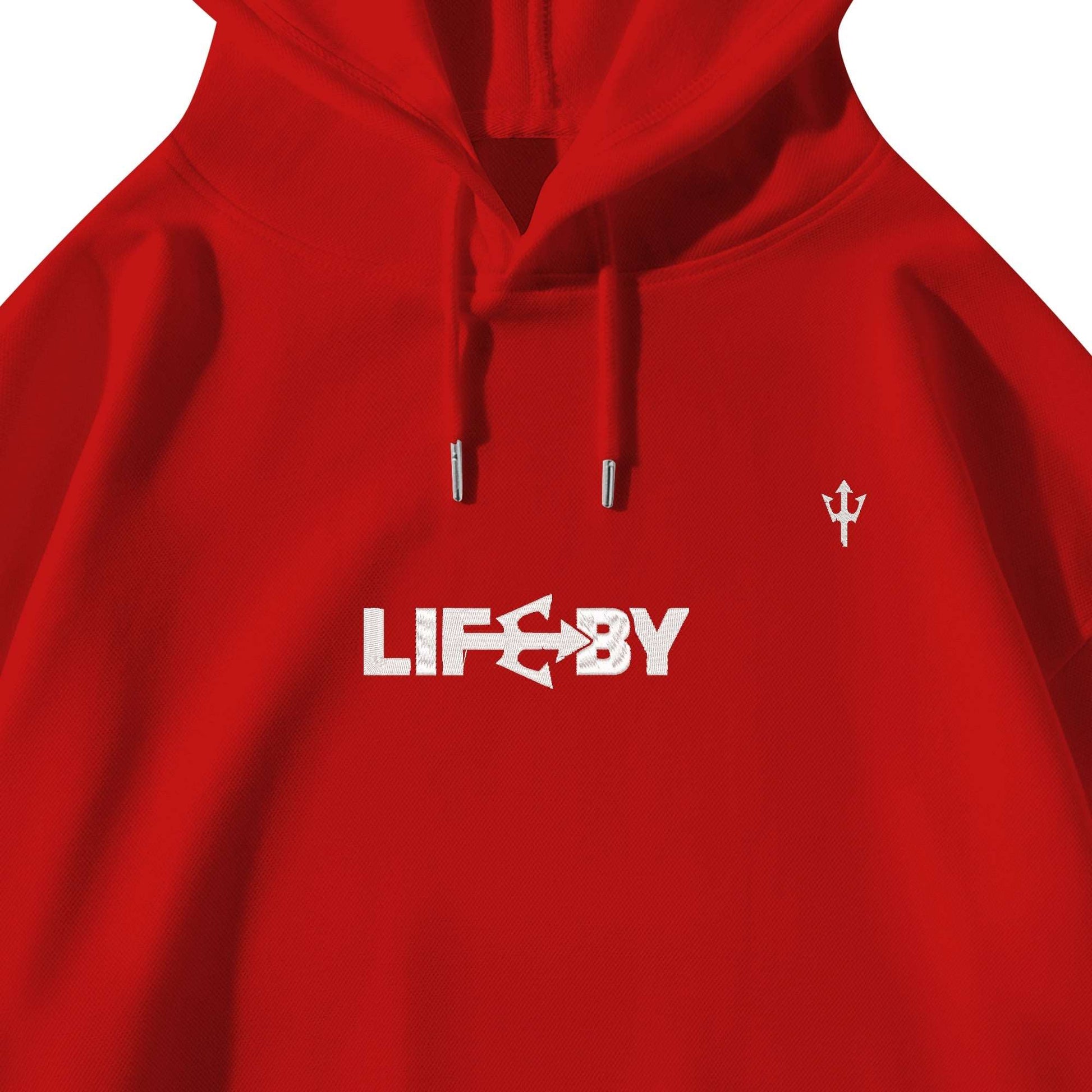 LifeBy  White Embroidered Pullover Hoodie