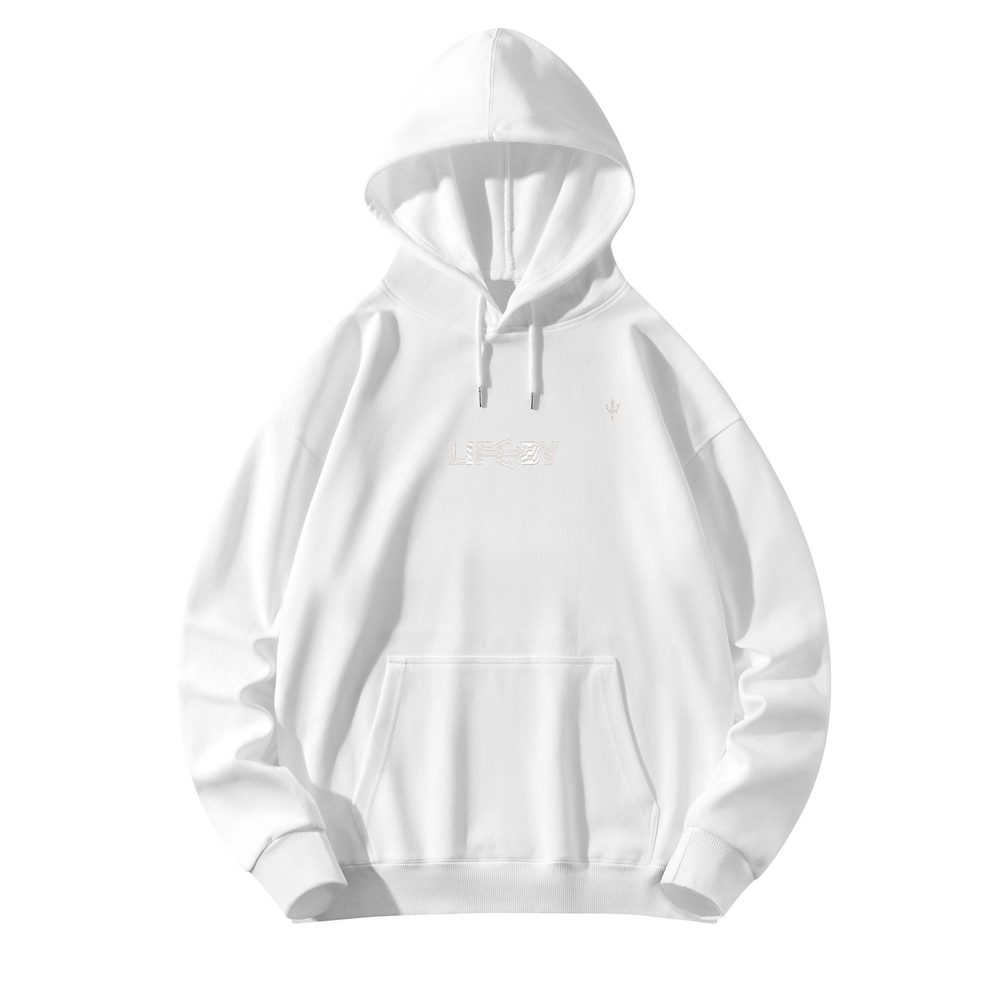 LifeBy  White Embroidered Pullover Hoodie