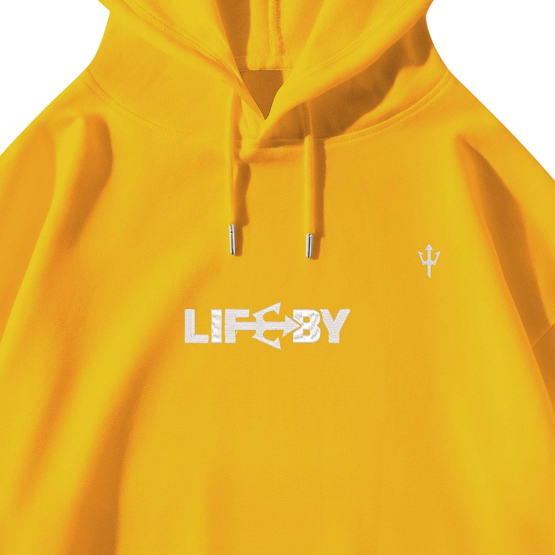 LifeBy  White Embroidered Pullover Hoodie