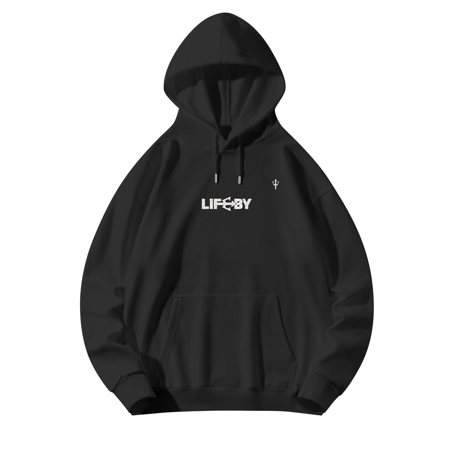 LifeBy  White Embroidered Pullover Hoodie