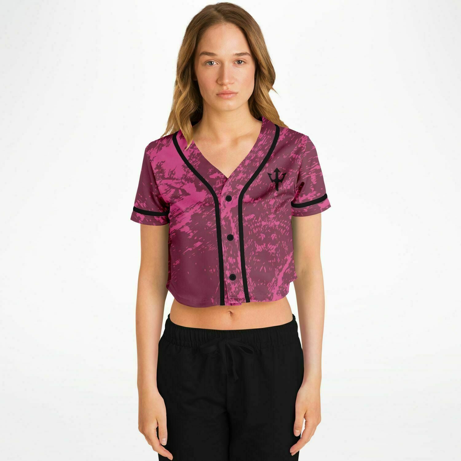 Women's LifeBy Pink Swirl Cropped Baseball Jersey - LifeBy Fitness