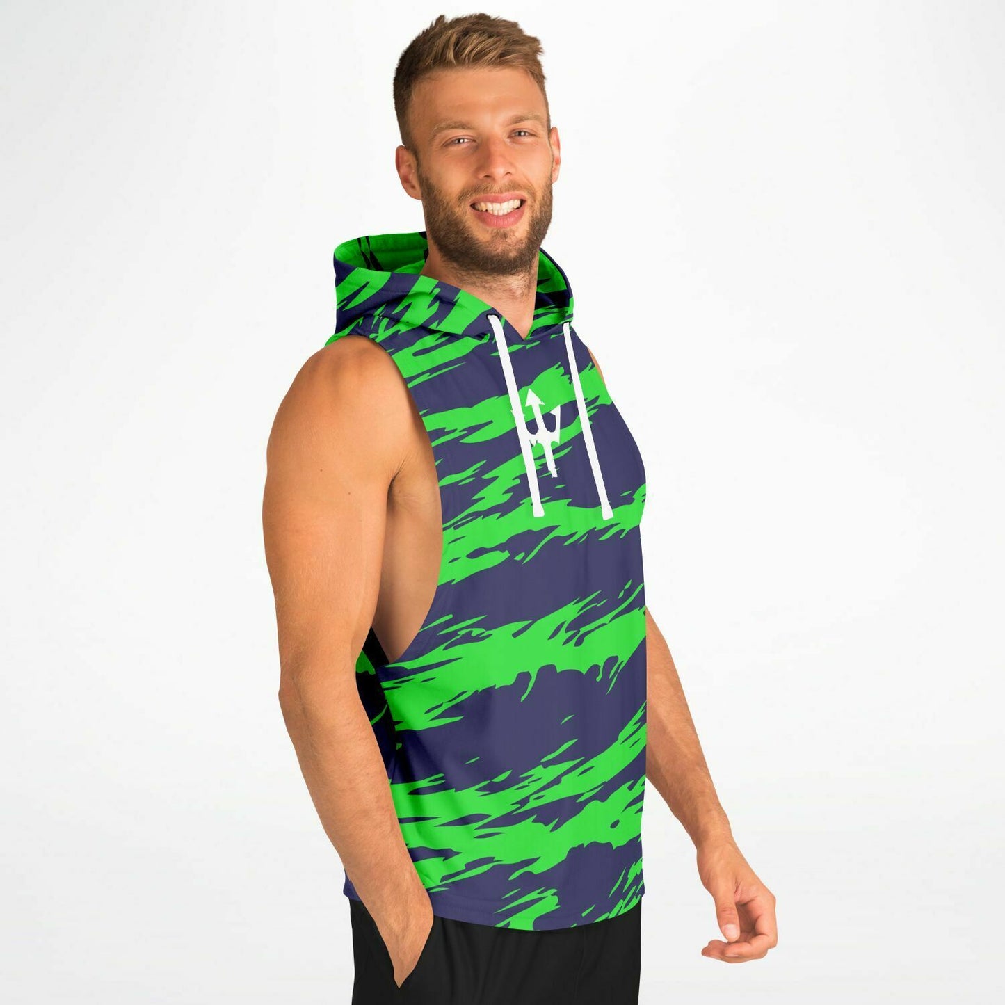 Green Dash Sleeveless Hoodie