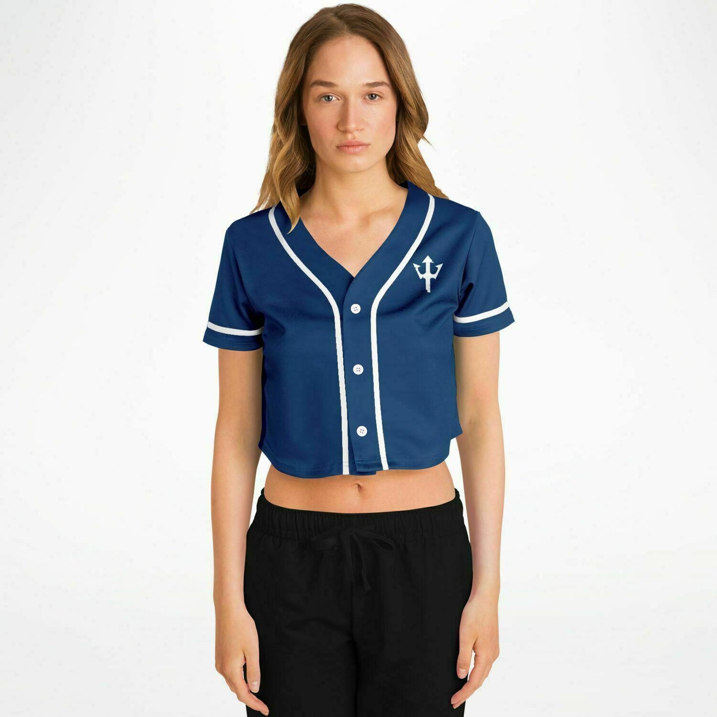 Women's LifeBy Navy Blue Cropped Baseball Jersey - LifeBy Fitness