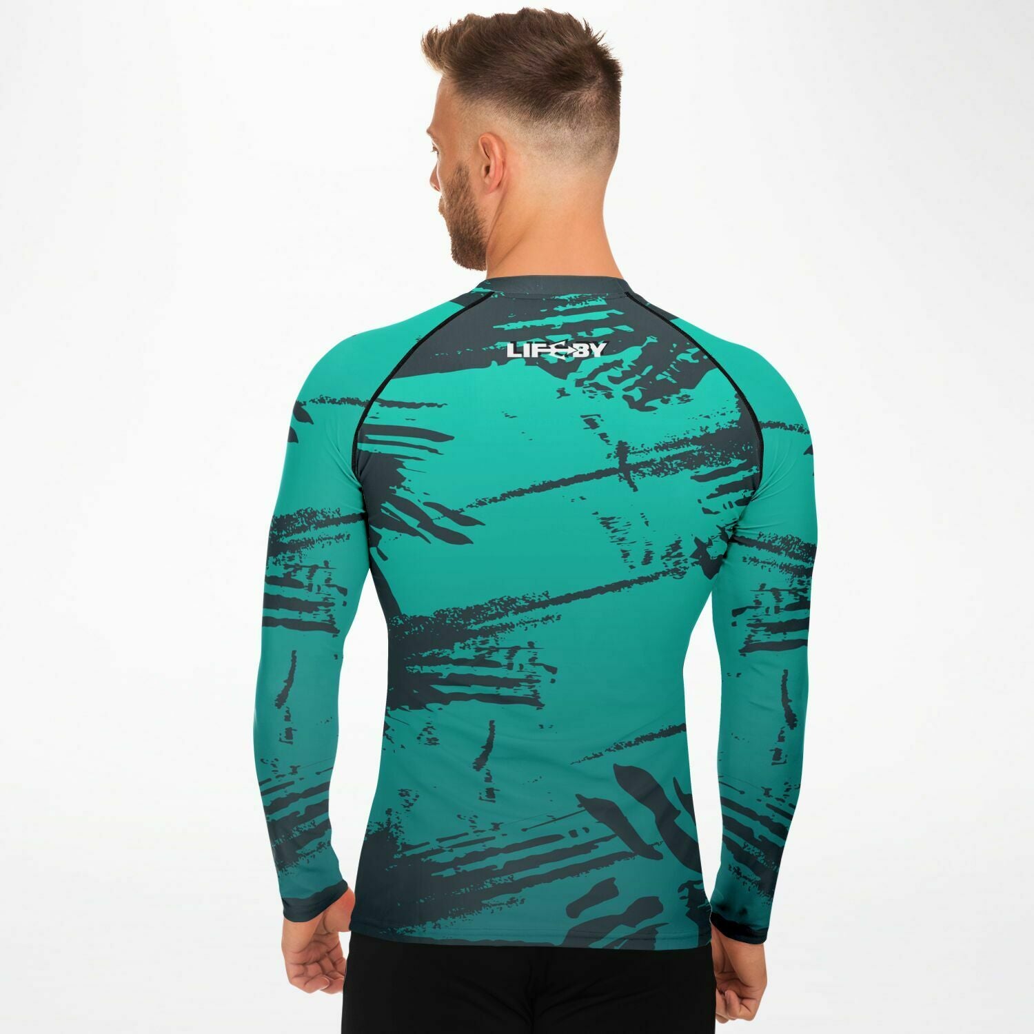 Men's LifeBy Blue Abstract Rashguard - LifeBy Fitness