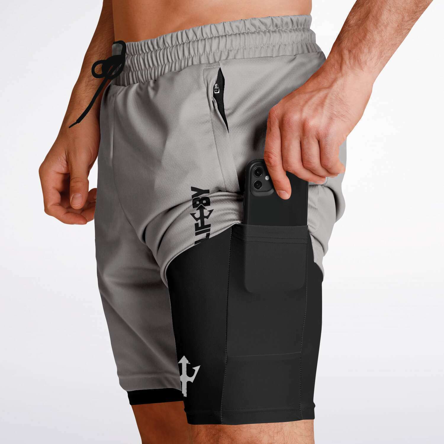 Men's LifeBy Light Grey 2-in-1 Shorts - LifeBy Fitness