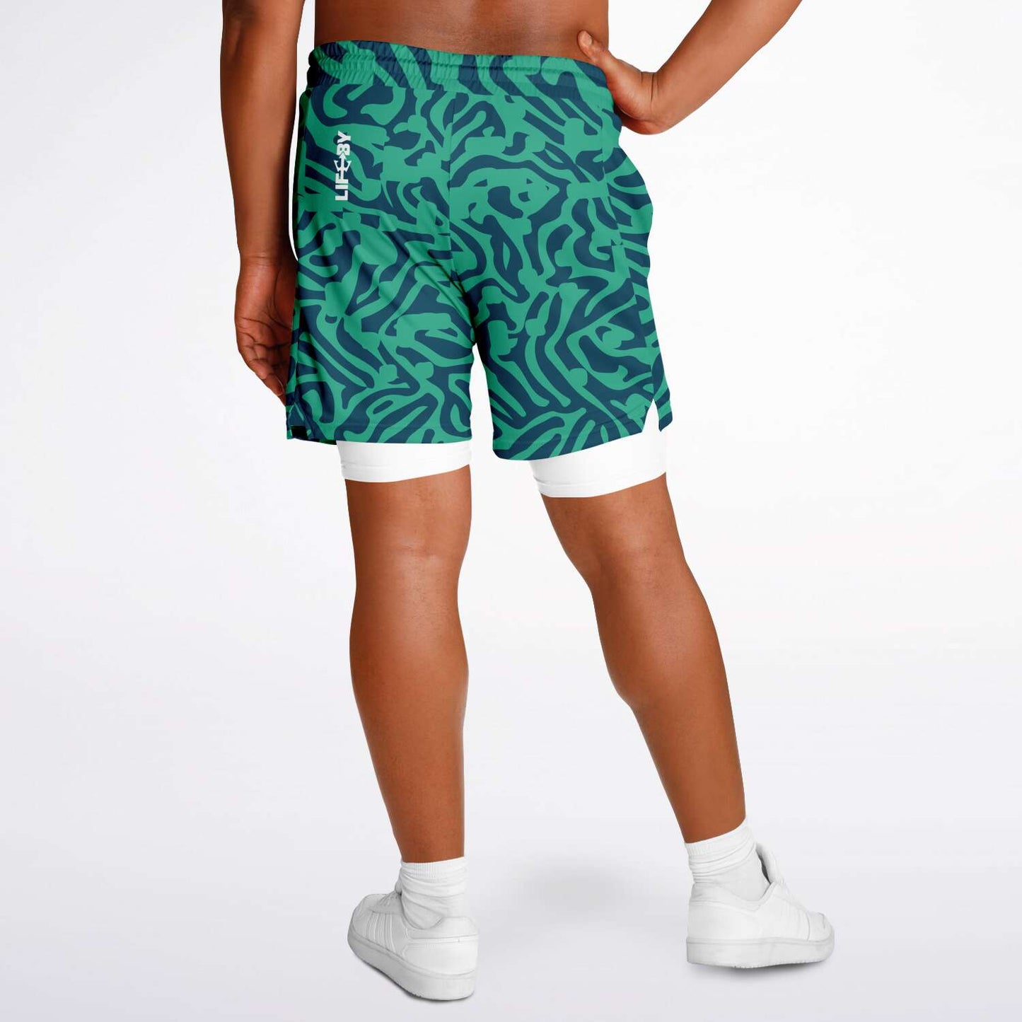 Men's LifeBy Green Pattern 2-in-1 Shorts - LifeBy Fitness