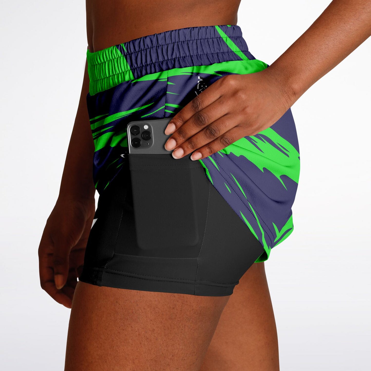 Women's LifeBy Green-Bue 2-in-1  Sports Shorts - LifeBy Fitness