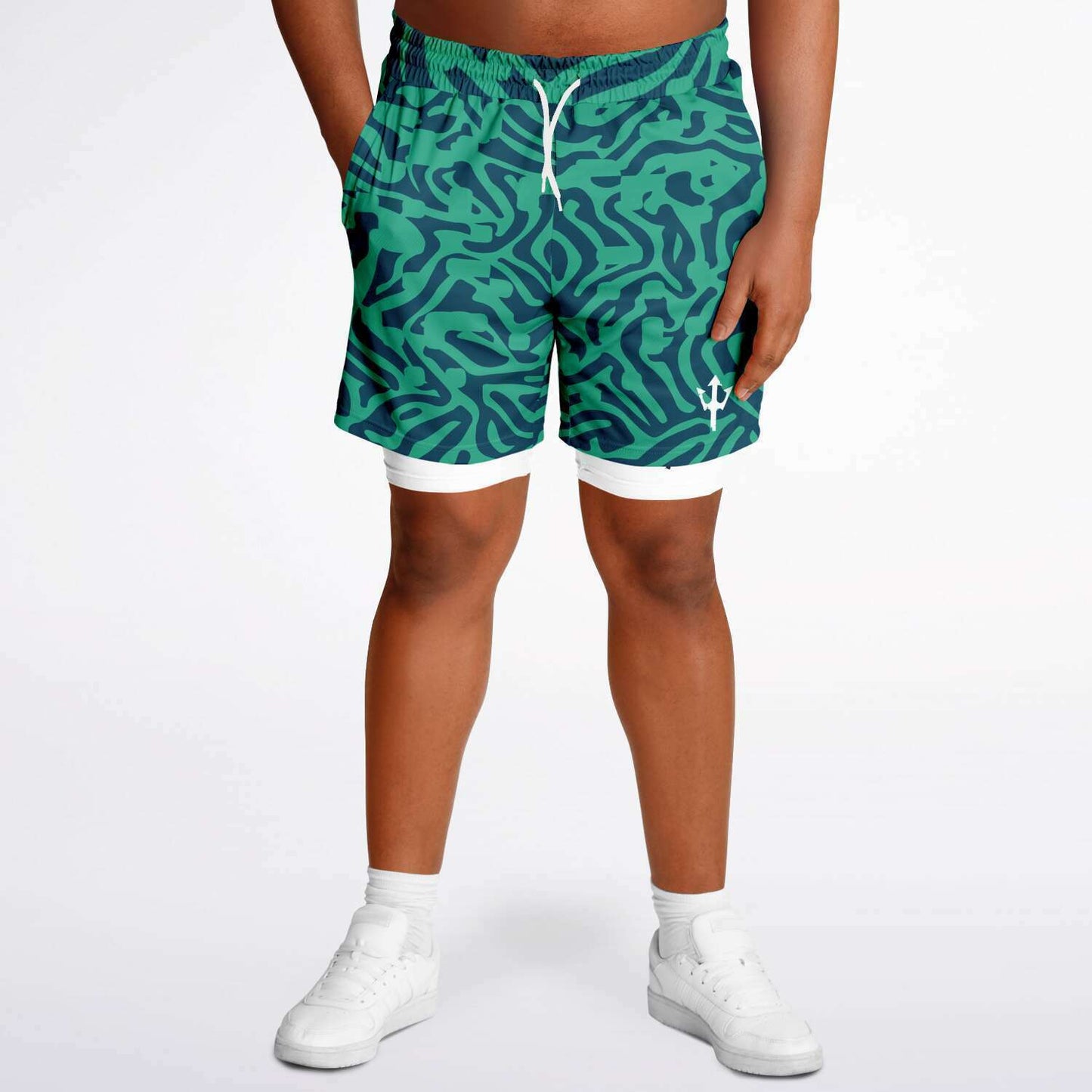 Men's LifeBy Green Pattern 2-in-1 Shorts - LifeBy Fitness