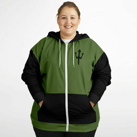 LifeBy Military Green Athletic Plus-size Ziphoodie - LifeBy Fitness