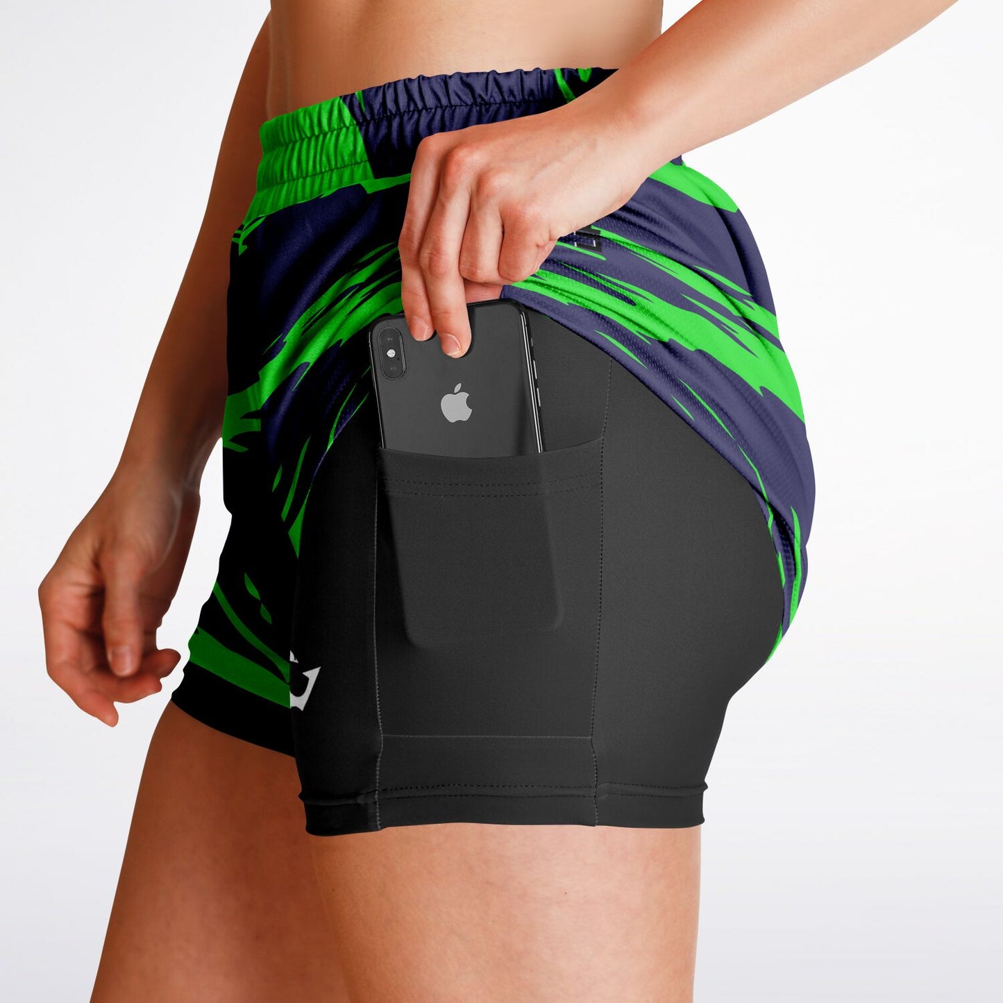 Women's LifeBy Green-Bue 2-in-1  Sports Shorts - LifeBy Fitness