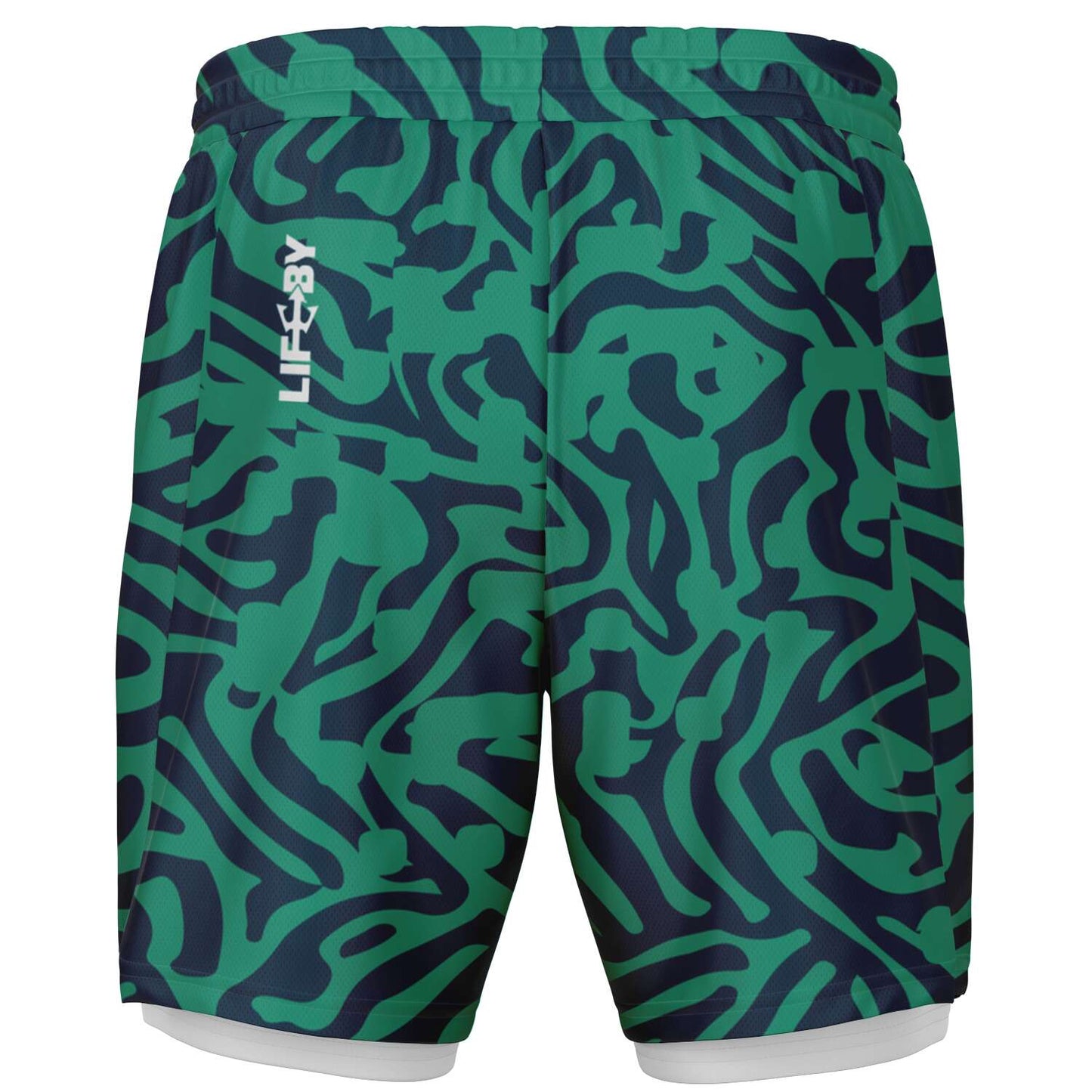 Men's LifeBy Green Pattern 2-in-1 Shorts - LifeBy Fitness