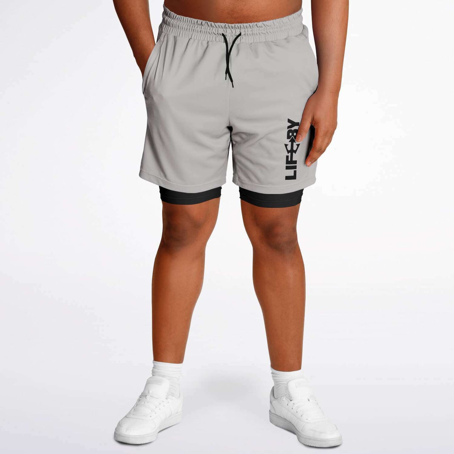 Men's LifeBy Light Grey 2-in-1 Shorts - LifeBy Fitness