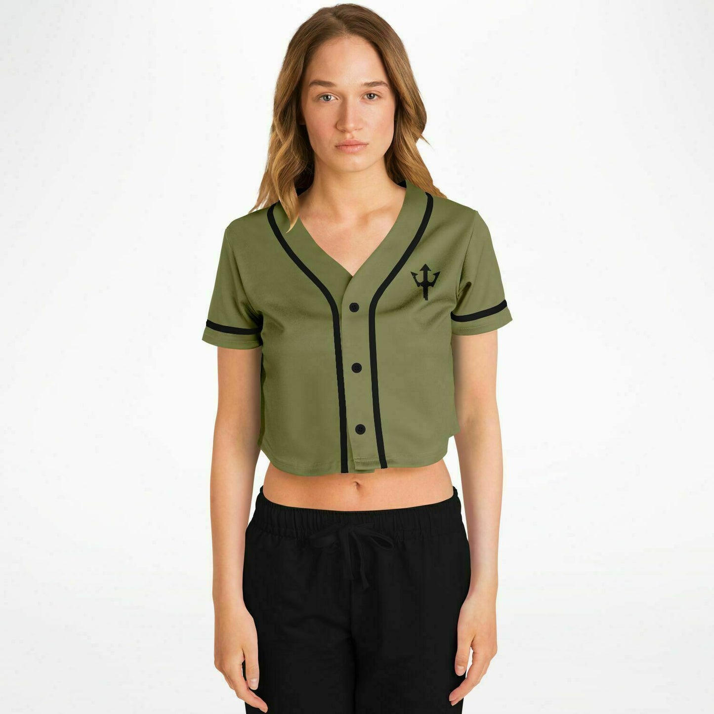 Women's LifeBy Khaki Cropped Baseball Jersey - LifeBy Fitness