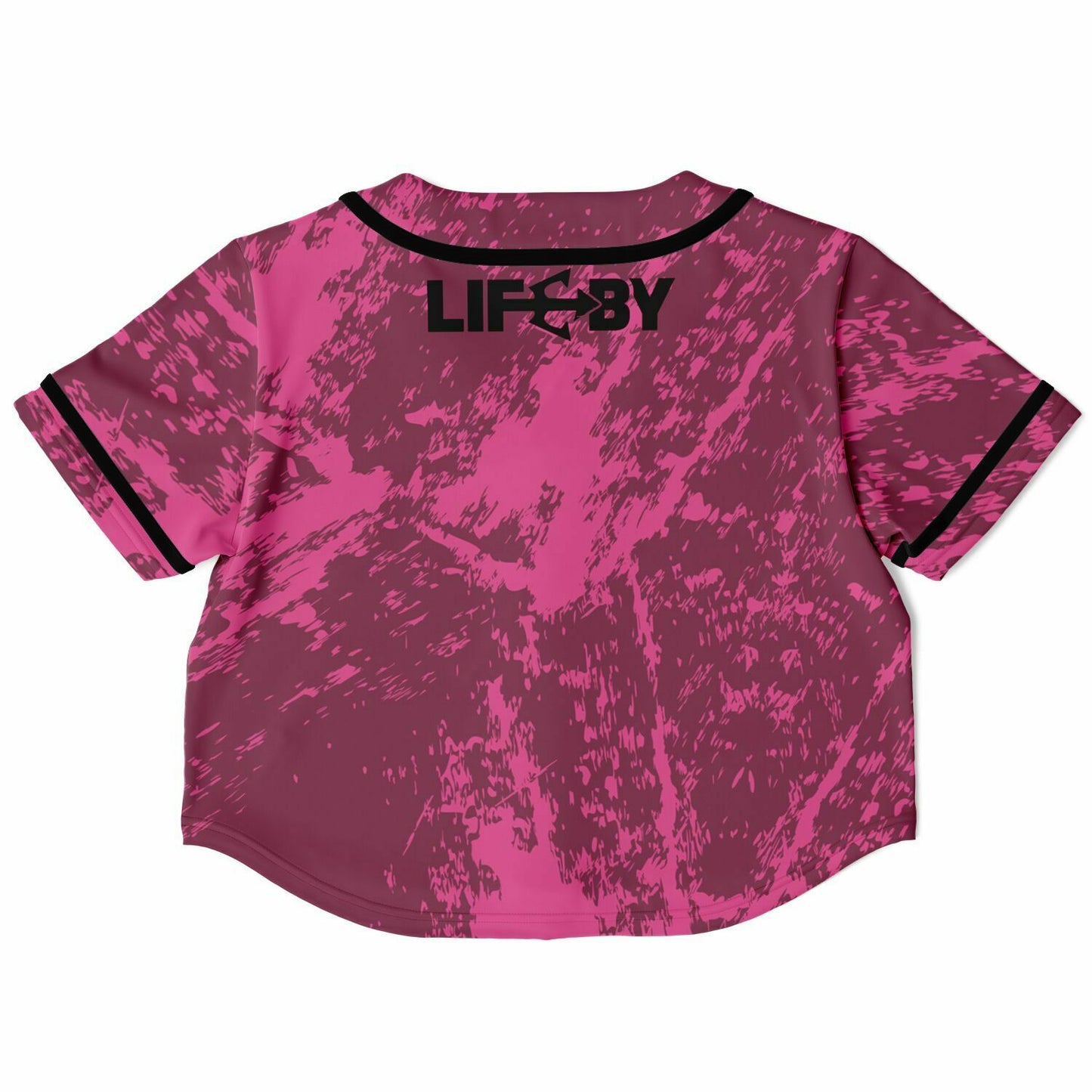 Women's LifeBy Pink Swirl Cropped Baseball Jersey - LifeBy Fitness