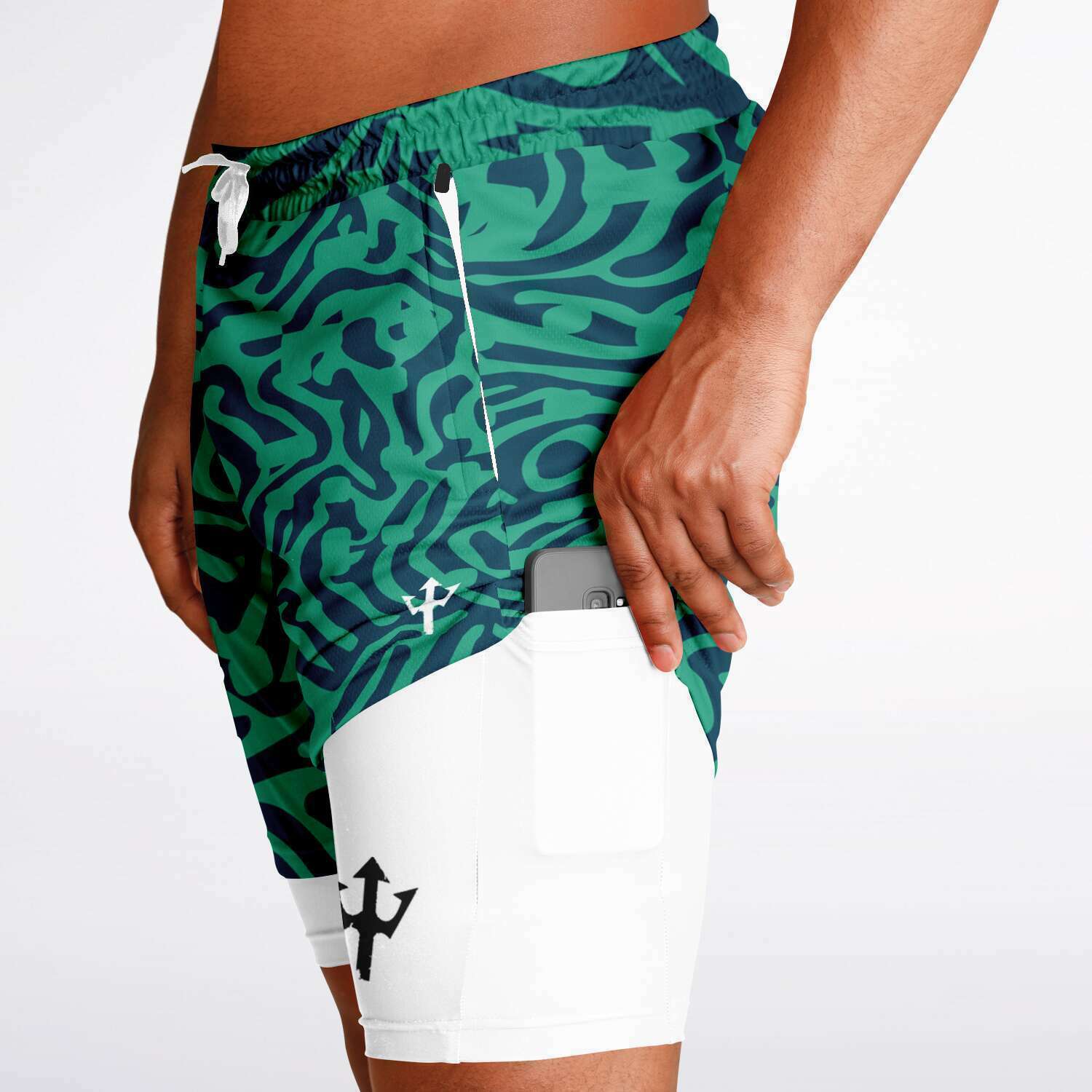 Men's LifeBy Green Pattern 2-in-1 Shorts - LifeBy Fitness