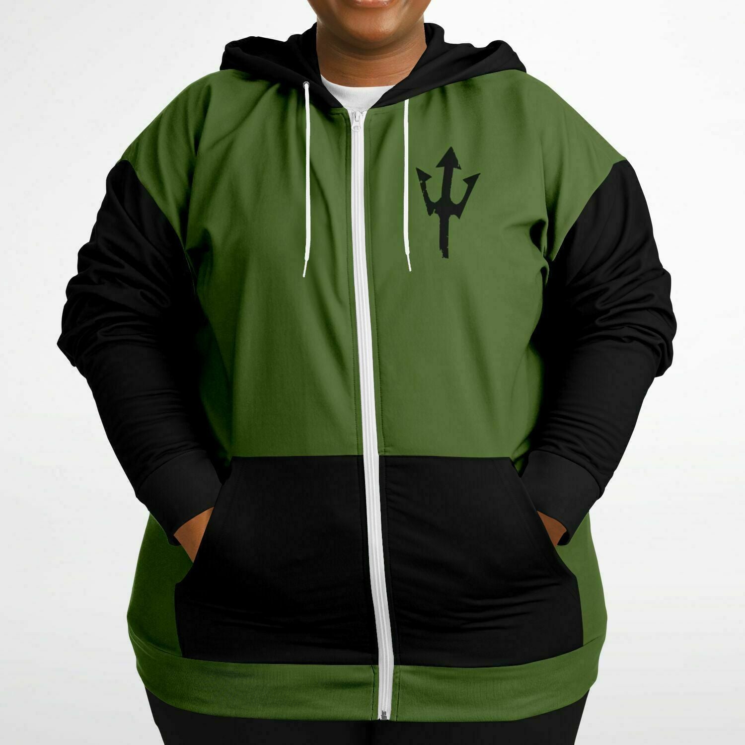 LifeBy Military Green Athletic Plus-size Ziphoodie - LifeBy Fitness