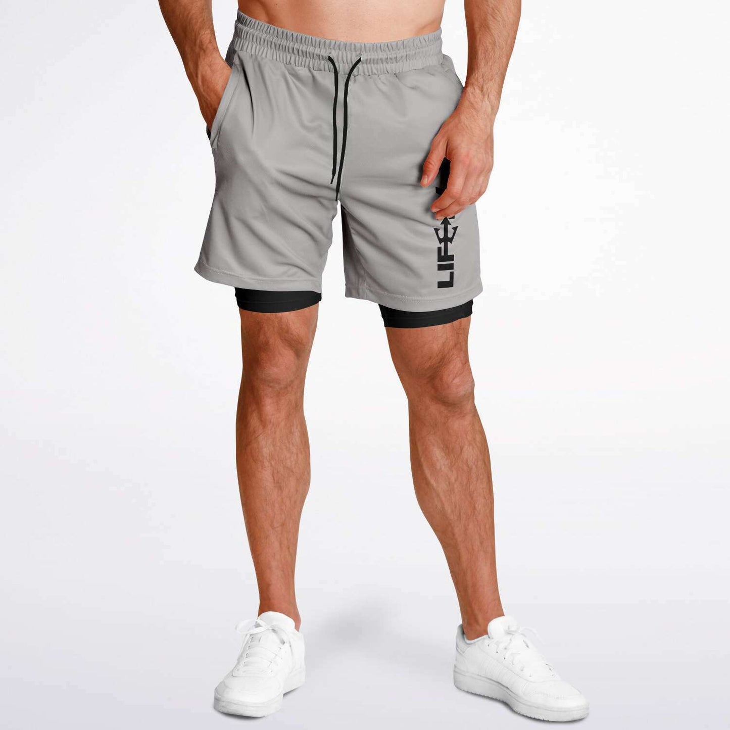 Men's LifeBy Light Grey 2-in-1 Shorts - LifeBy Fitness