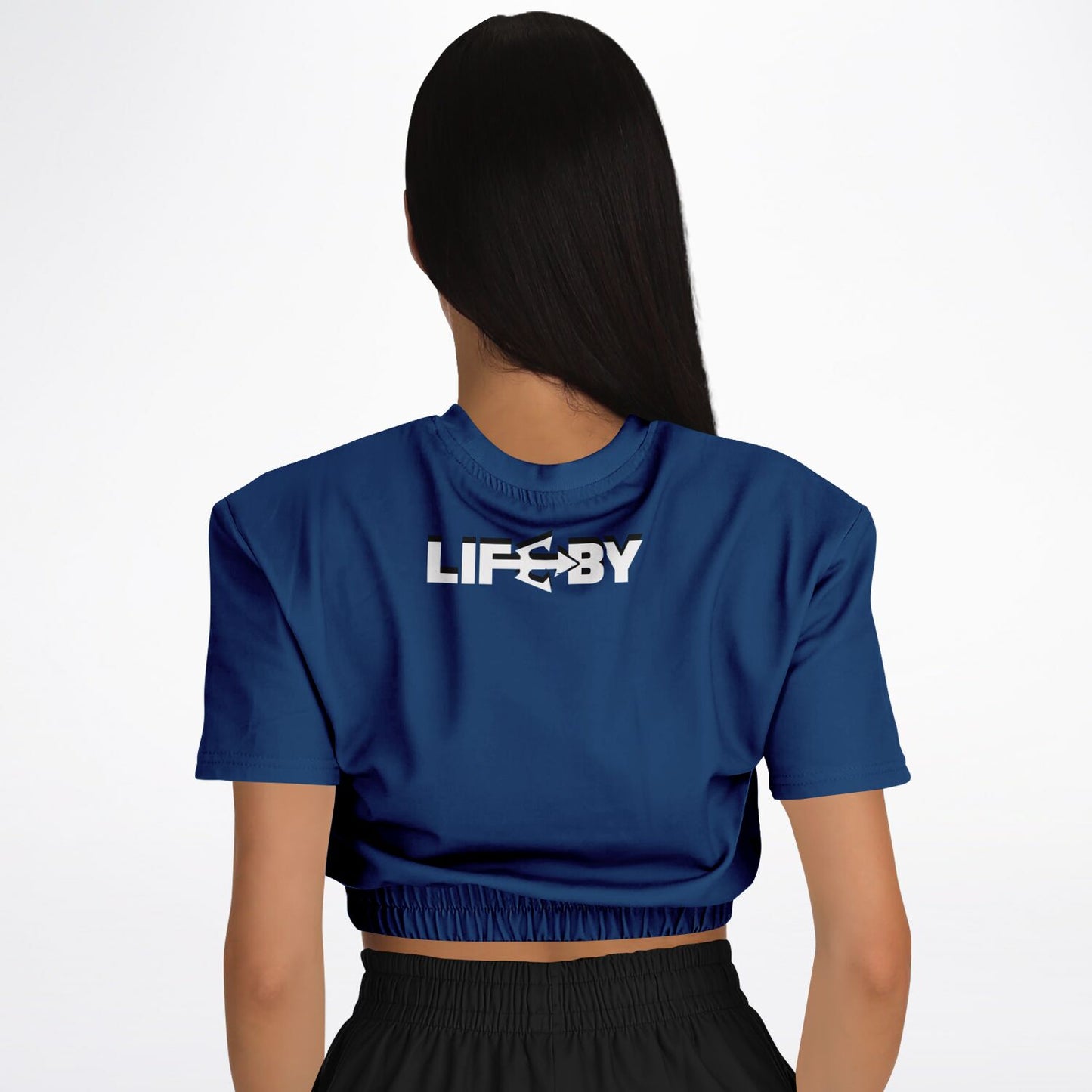 Women's LifeBy Navy Blue Athletic Cropped Sweatshirt - LifeBy Fitness