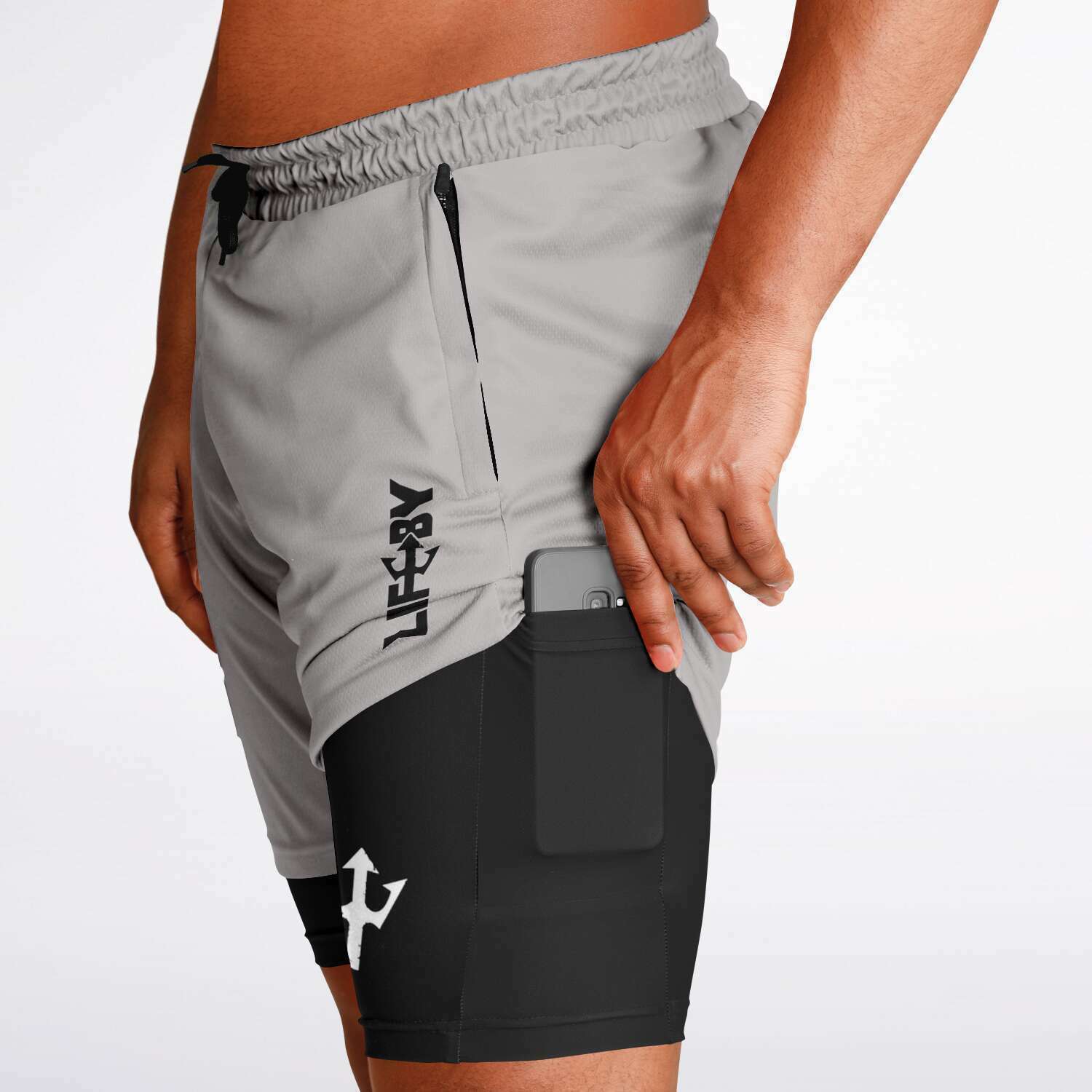 Men's LifeBy Light Grey 2-in-1 Shorts - LifeBy Fitness