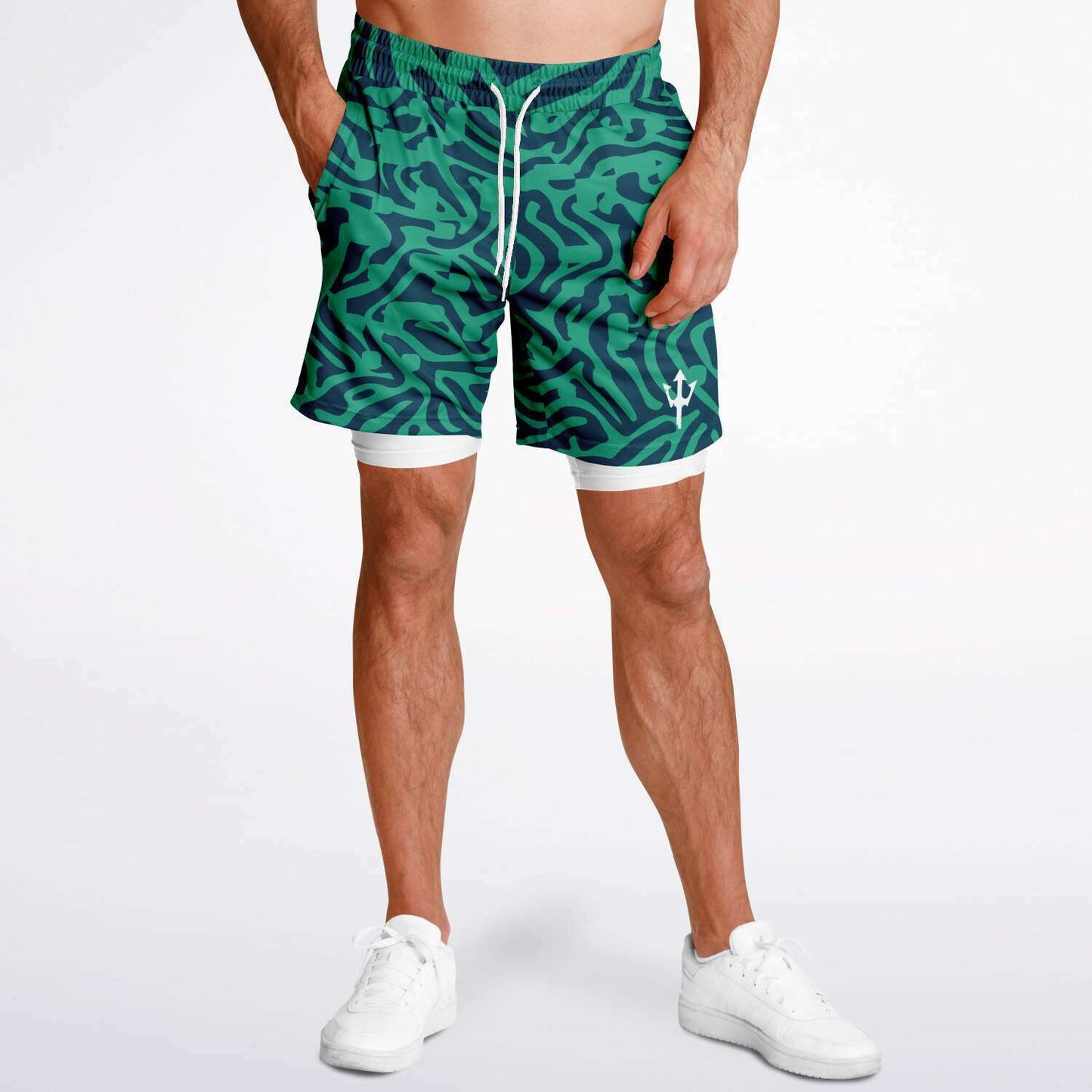 Men's LifeBy Green Pattern 2-in-1 Shorts - LifeBy Fitness