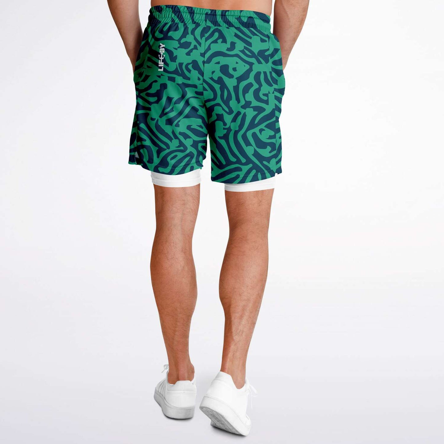 Men's LifeBy Green Pattern 2-in-1 Shorts - LifeBy Fitness