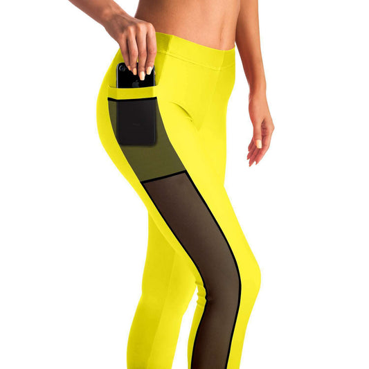 Women's LifeBy Yellow Mesh Pocket Legging