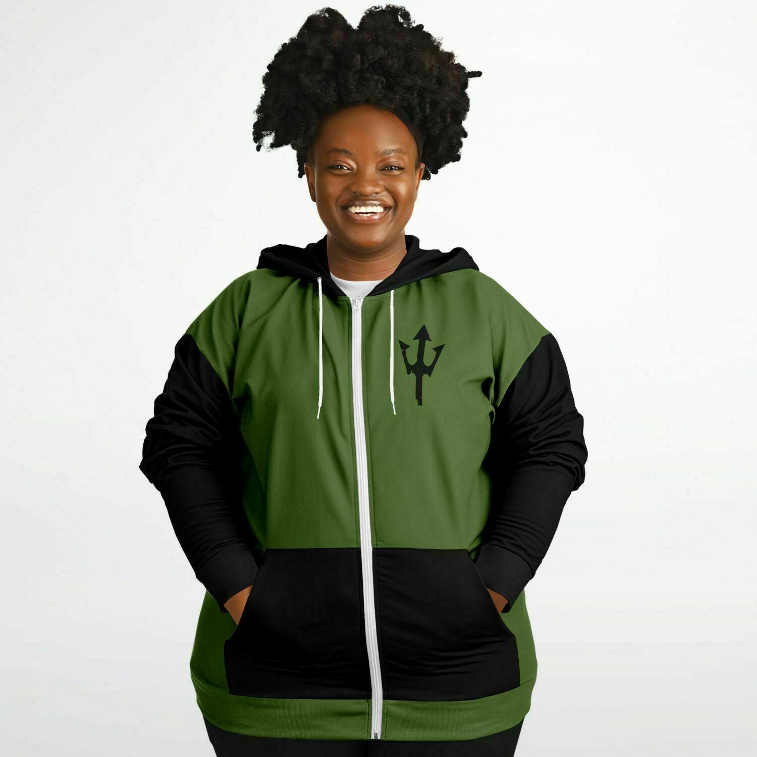 LifeBy Military Green Athletic Plus-size Ziphoodie - LifeBy Fitness