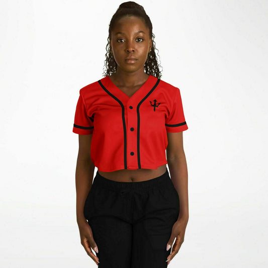 Women's LifeBy Red Cropped Baseball Jersey - LifeBy Fitness