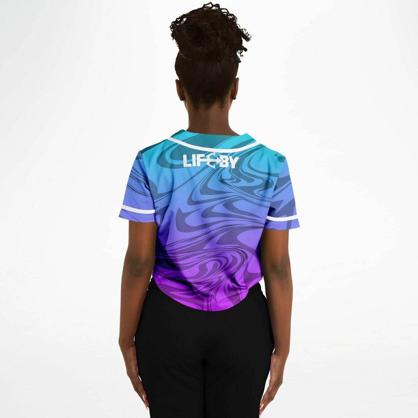 Women's LifeBy Purple Swirl Cropped Baseball Jersey - LifeBy Fitness