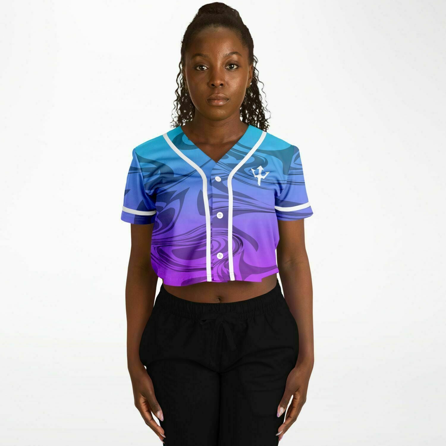 Women's LifeBy Purple Swirl Cropped Baseball Jersey - LifeBy Fitness