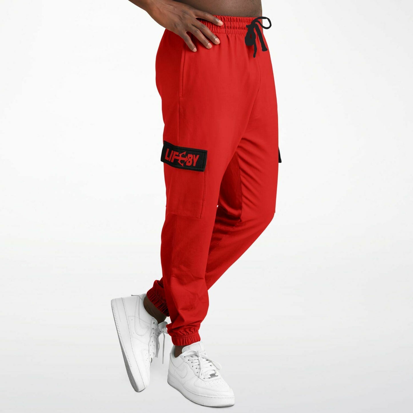 LifeBy Red Athletic Cargo Joggers - LifeBy Fitness