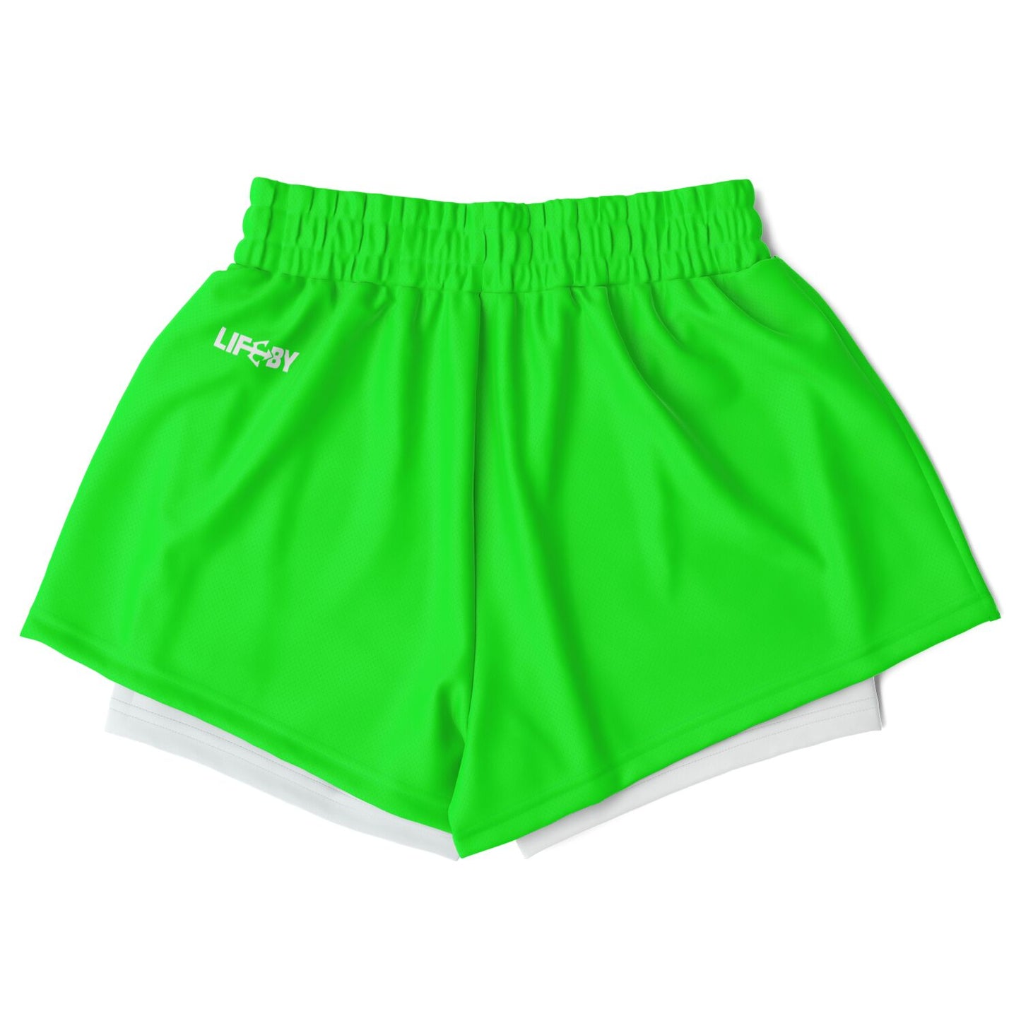 Women's LifeBy Viper Green 2-in-1  Sports Shorts - LifeBy Fitness