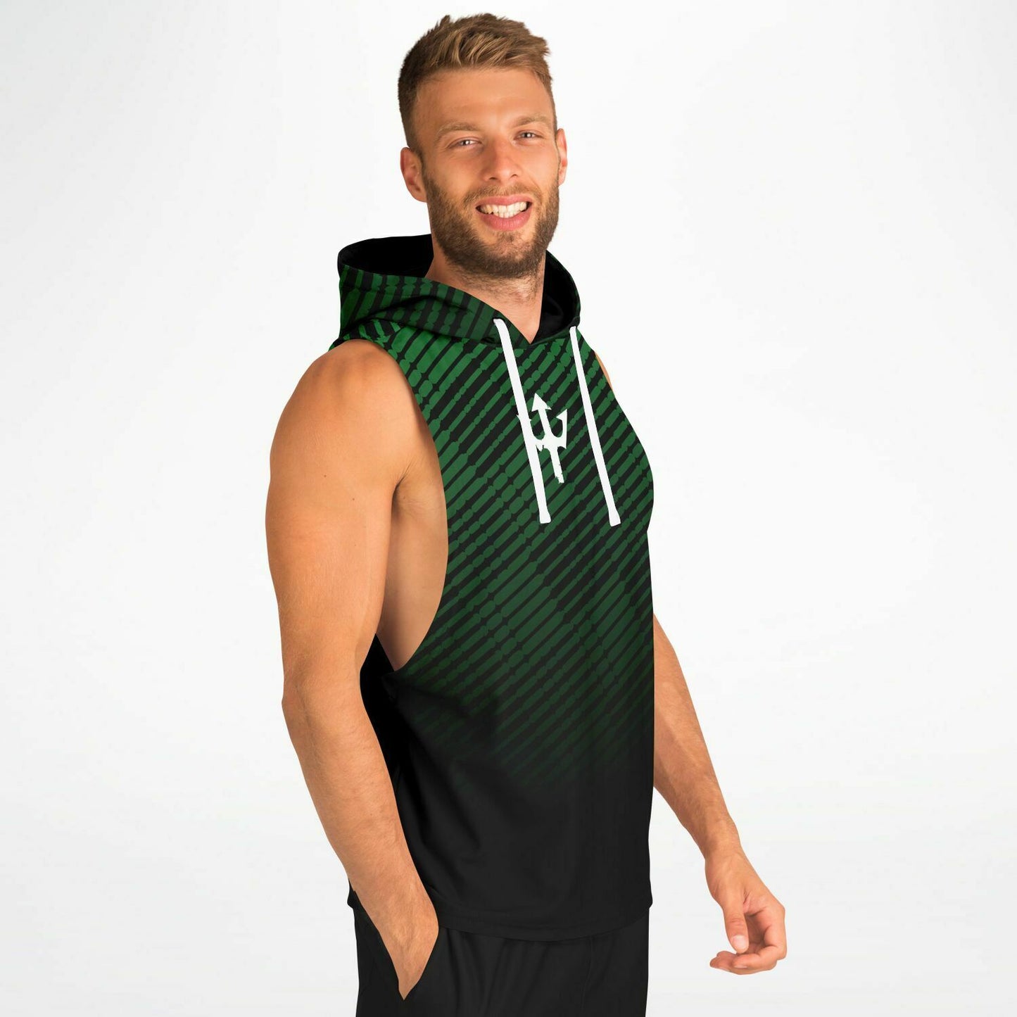 Green Streaks Sleeveless Hoodie