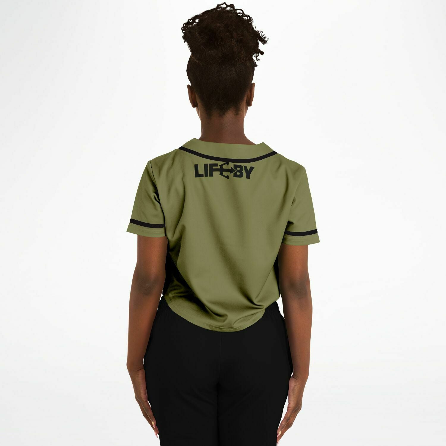 Women's LifeBy Khaki Cropped Baseball Jersey - LifeBy Fitness