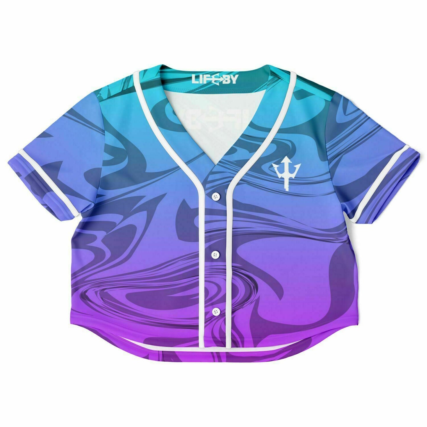 Women's LifeBy Purple Swirl Cropped Baseball Jersey - LifeBy Fitness