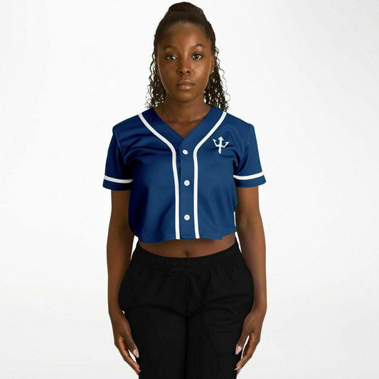 Women's LifeBy Navy Blue Cropped Baseball Jersey - LifeBy Fitness