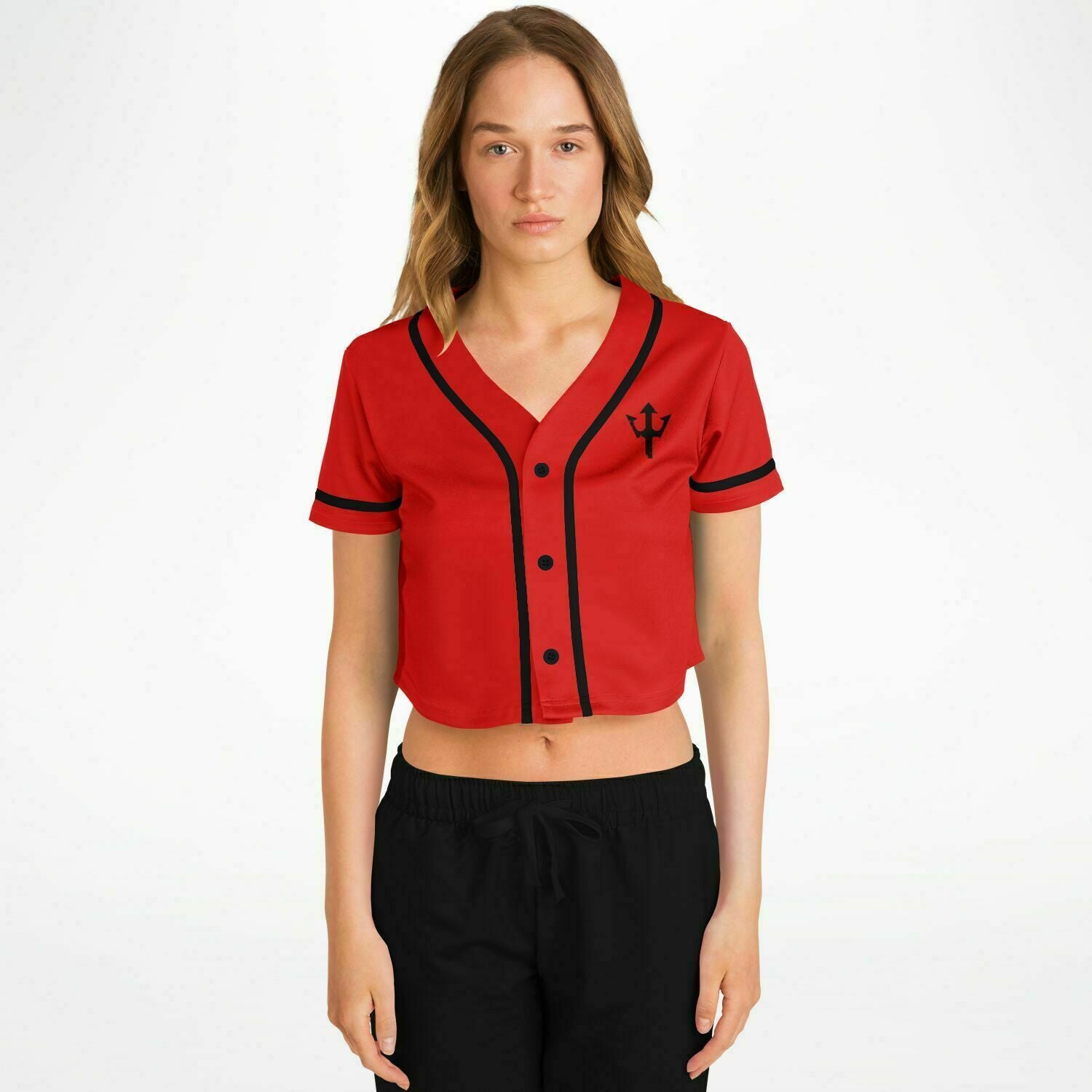 Women's LifeBy Red Cropped Baseball Jersey - LifeBy Fitness