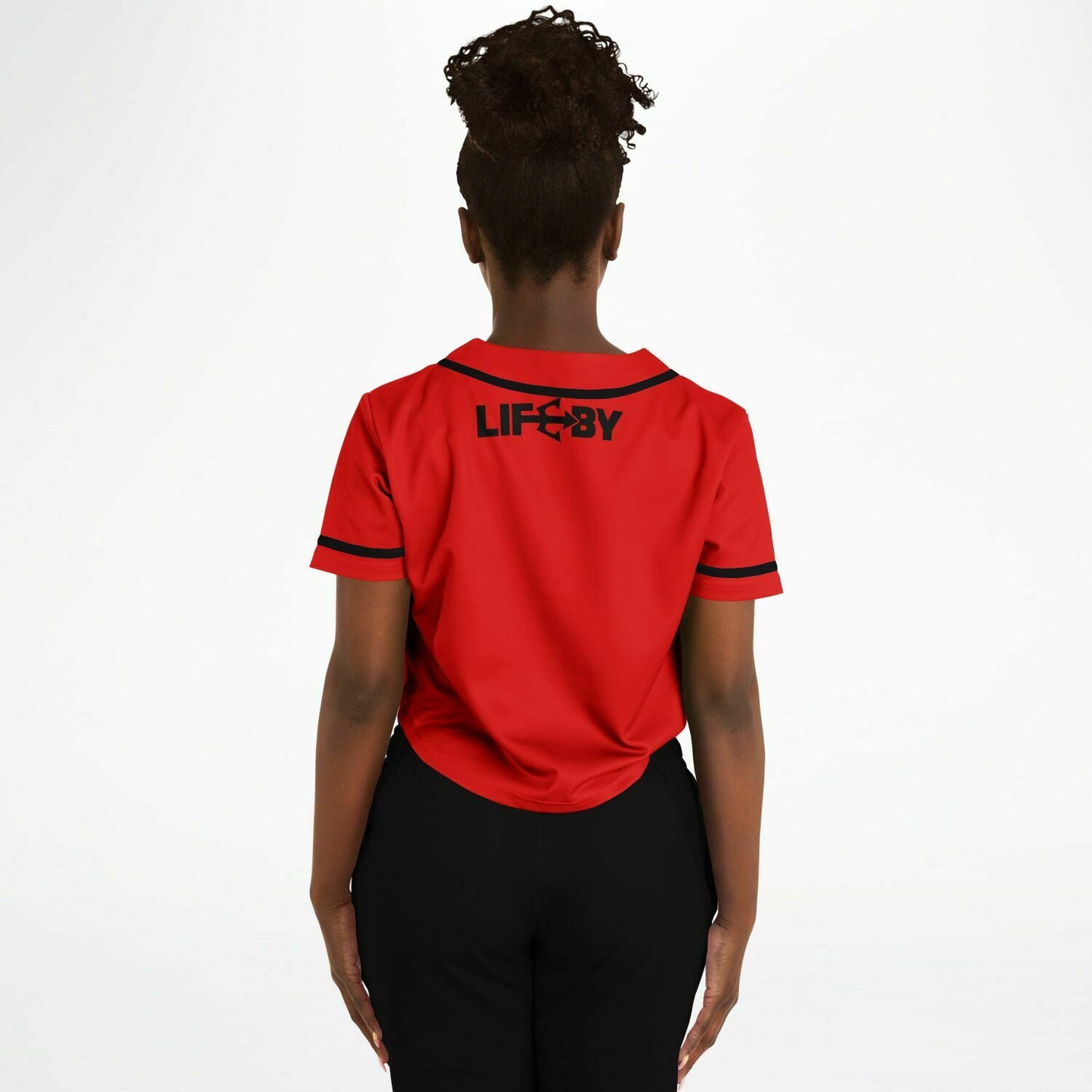 Women's LifeBy Red Cropped Baseball Jersey - LifeBy Fitness