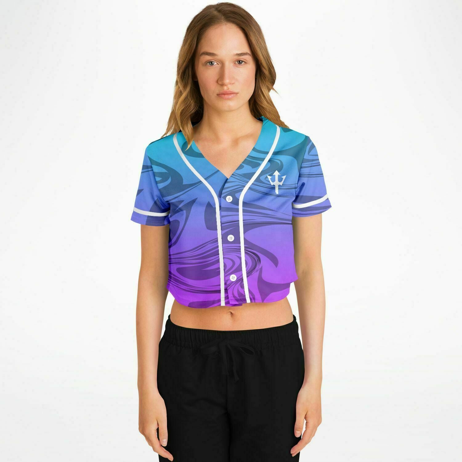 Women's LifeBy Purple Swirl Cropped Baseball Jersey - LifeBy Fitness