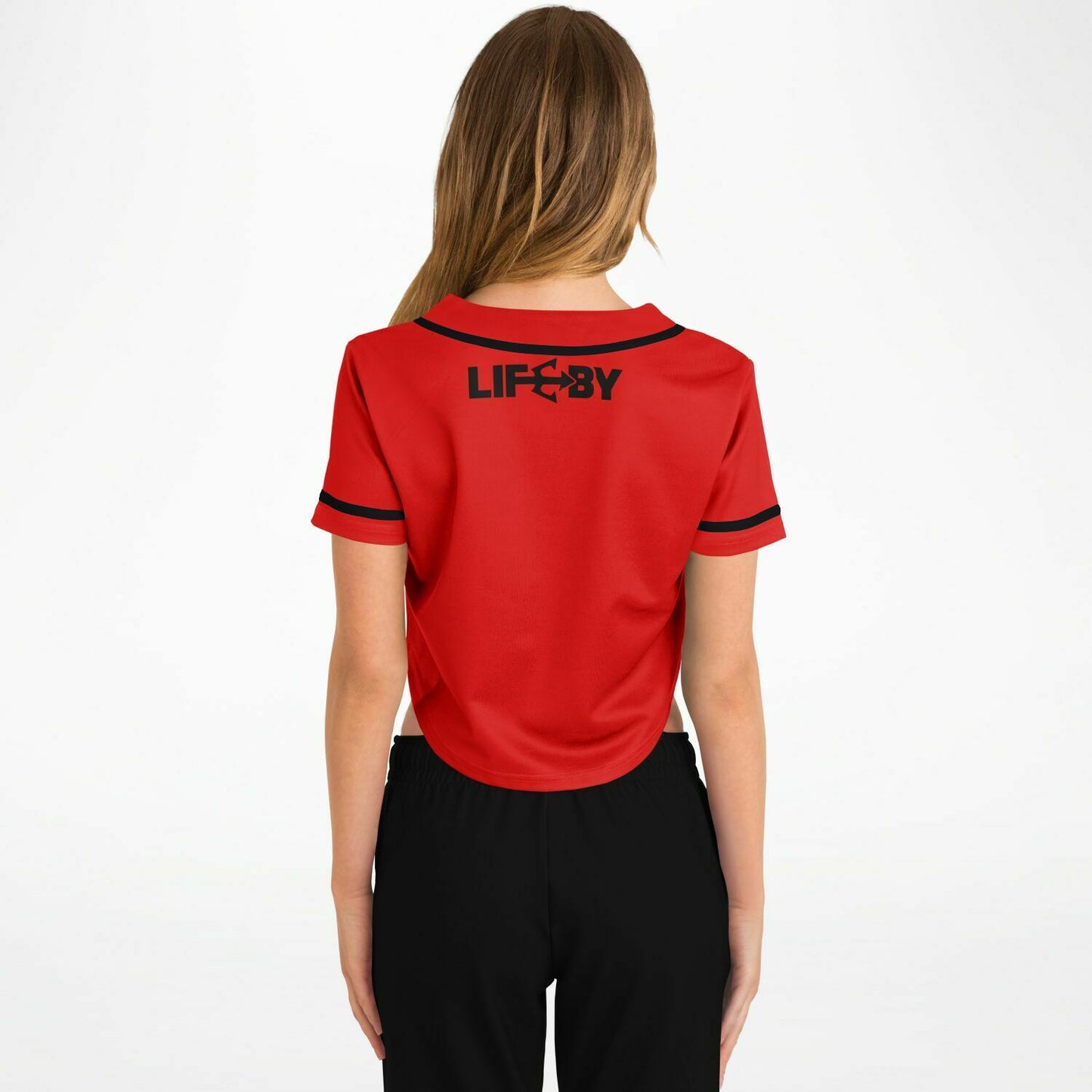 Women's LifeBy Red Cropped Baseball Jersey - LifeBy Fitness