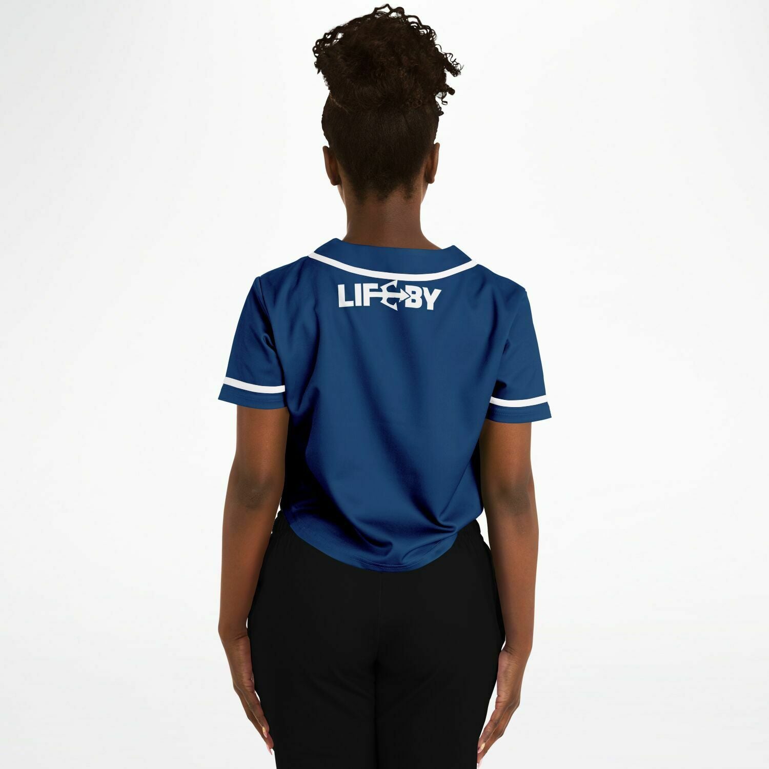 Women's LifeBy Navy Blue Cropped Baseball Jersey - LifeBy Fitness