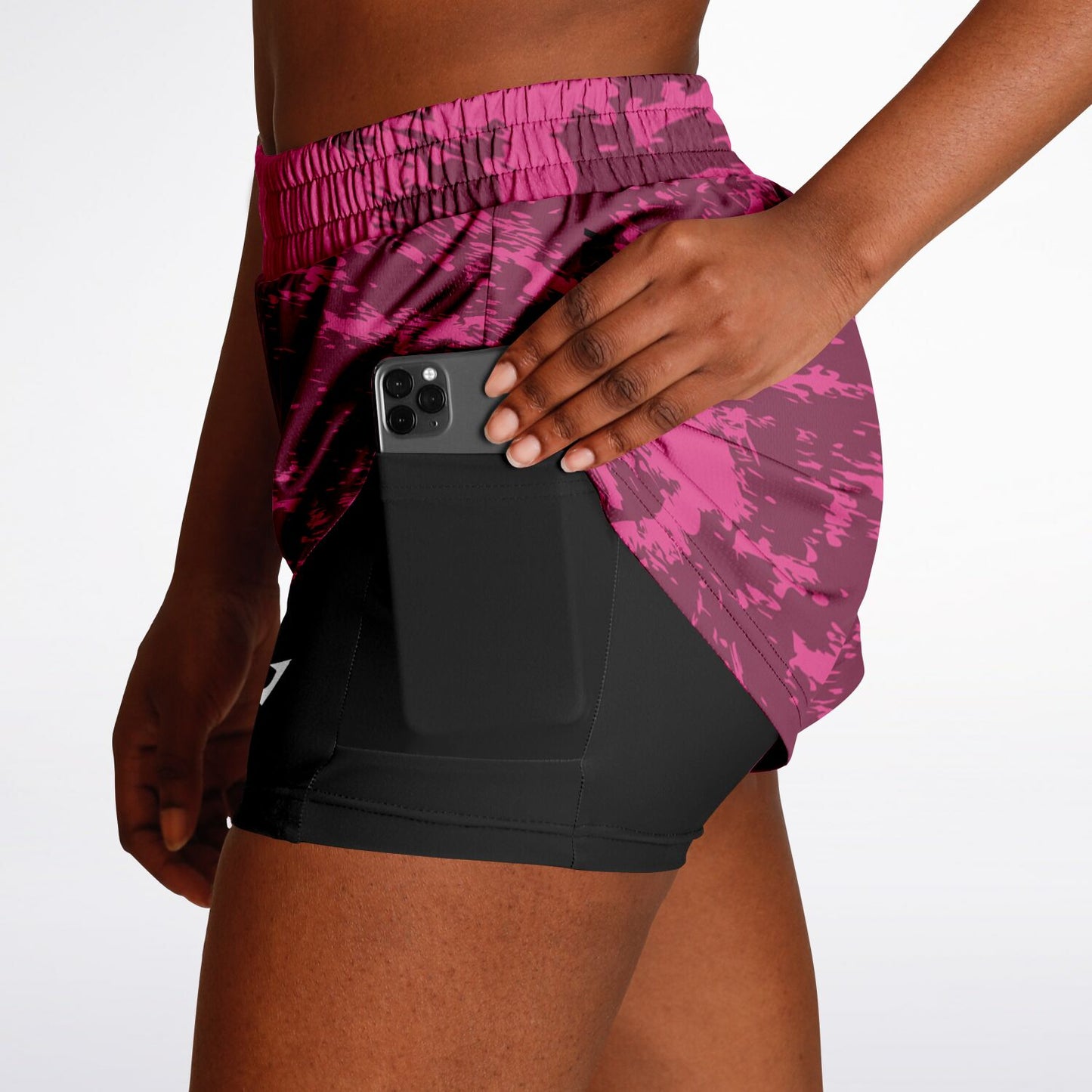 Women's LifeBy Pink Swirl 2-in-1  Sports Shorts - LifeBy Fitness