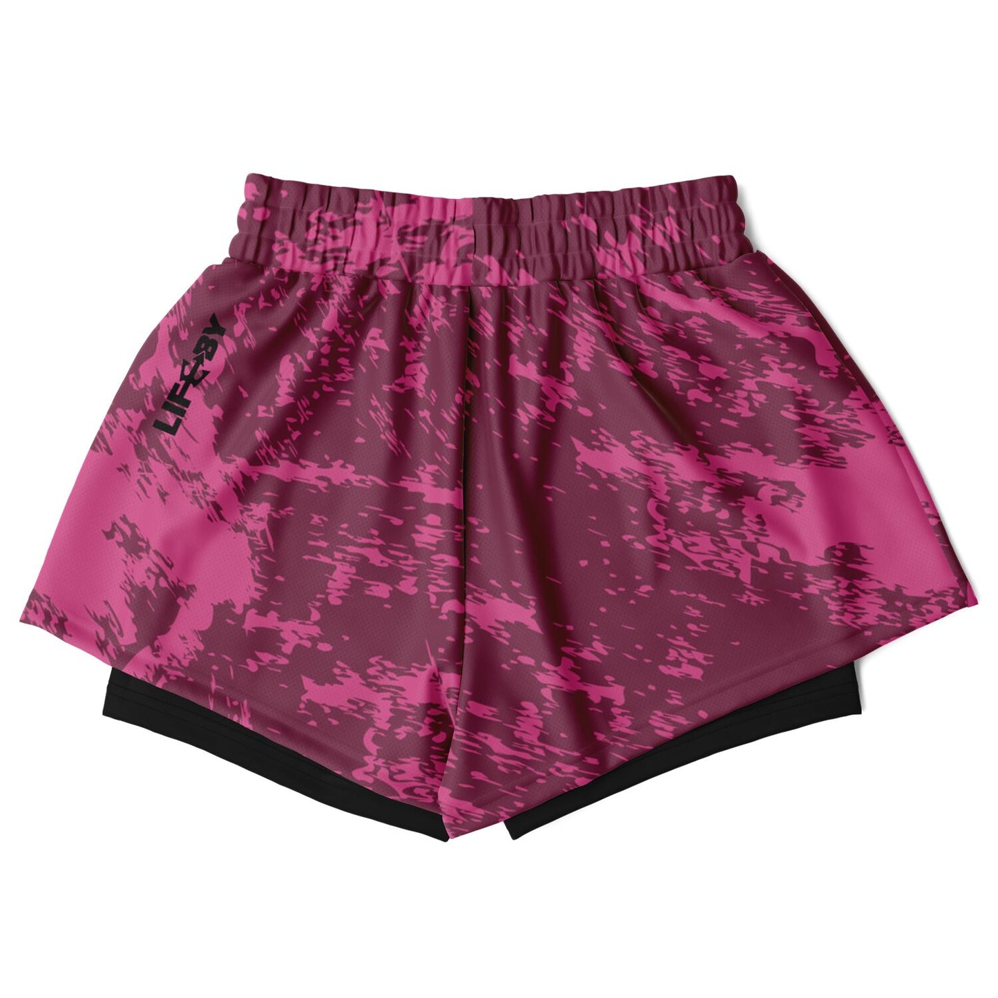 Women's LifeBy Pink Swirl 2-in-1  Sports Shorts - LifeBy Fitness