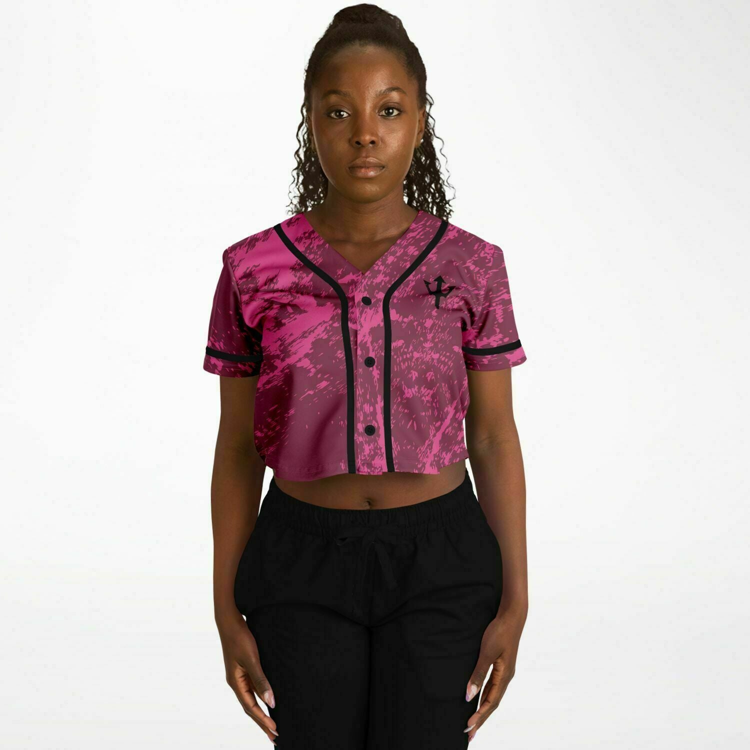 Women's LifeBy Pink Swirl Cropped Baseball Jersey - LifeBy Fitness